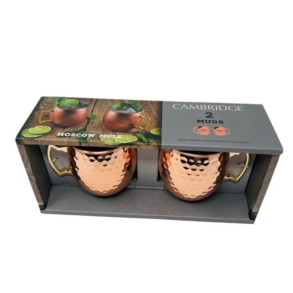 Cambridge Silversmiths 2 Pack of 20 Ounce Hammered Copper Moscow Mule Mugs - Picture 1 of 11